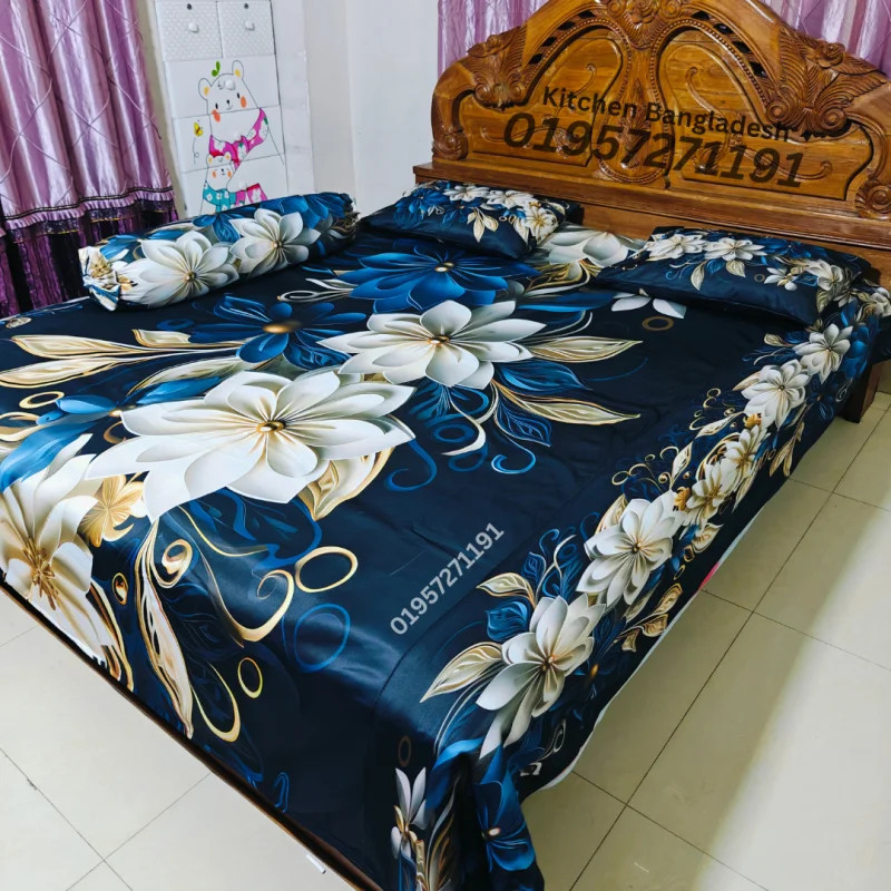 B4 Stylish 3d Bed + Pillow Cover (Premium Quality ১১০০+ গ্রাম গ্যারান্টি)